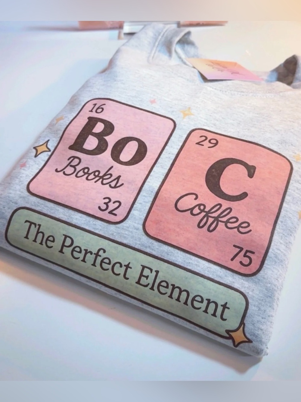 NWT Books and Coffee The Perfect Element Grey Heather Sweatshirt Book Lovers New